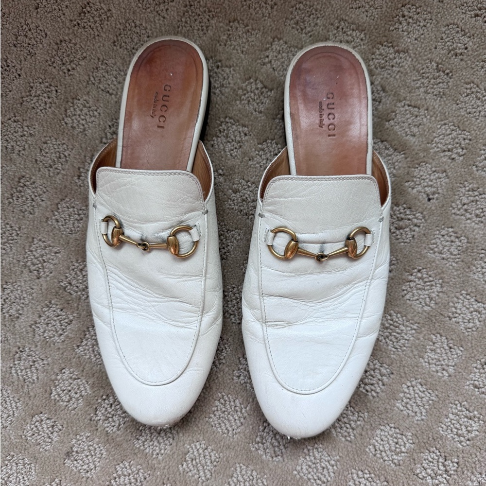 GUCCI PRINCETOWN LEATHER Slides White